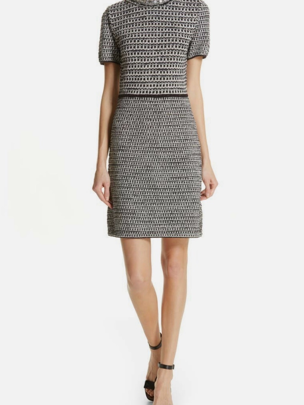 NWT Tory Burch Black and White Embellished Tweed Dress